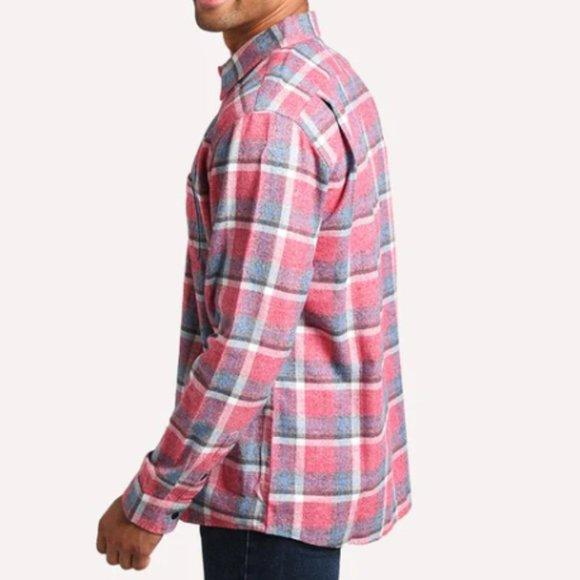 Normal Brand Men's Twisted Yarn Long Sleeve Plaid Button Up Shirt, Size XL - Red - Picture 2 of 12